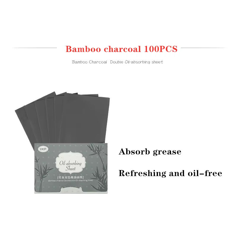 2022 Hot Protable Facial Absorbent Paper Oil Control Wipes Green Tea Bamboo Charcoal Sheet Oily Face Blotting Matting Tissue