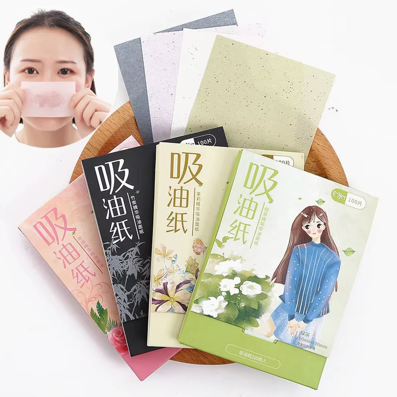 2022 Hot Protable Facial Absorbent Paper Oil Control Wipes Green Tea Bamboo Charcoal Sheet Oily Face Blotting Matting Tissue